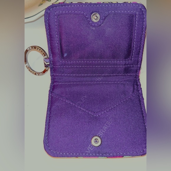 Vera Bradley Floral 4 x 6 Key Ring Wallet Purple Cyan Pink Retro Flower Design - Picture 4 of 5